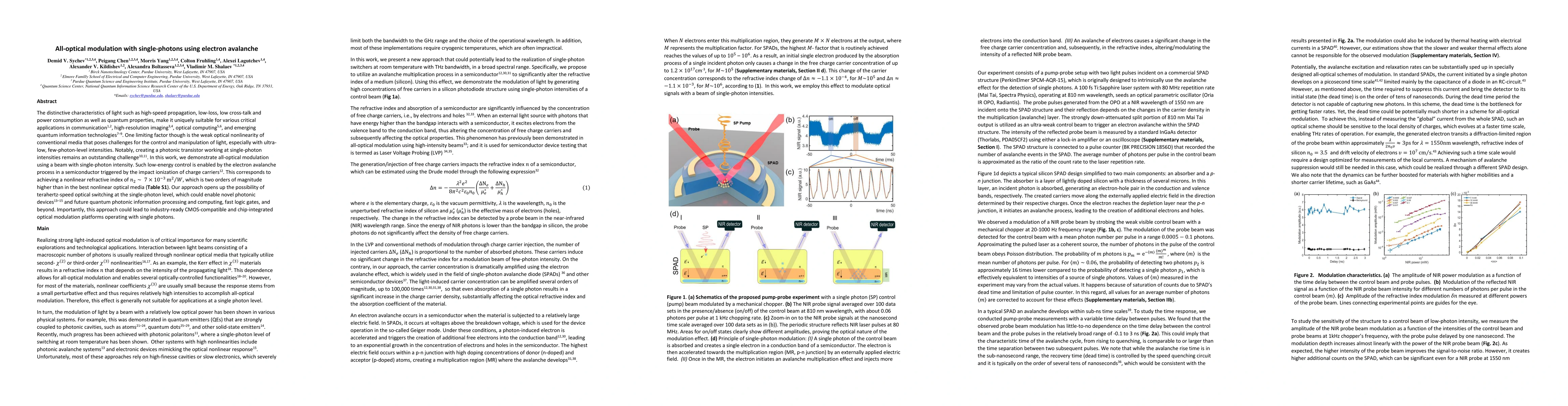 Thumbnail for All-optical modulation with single-photons using electron avalanche