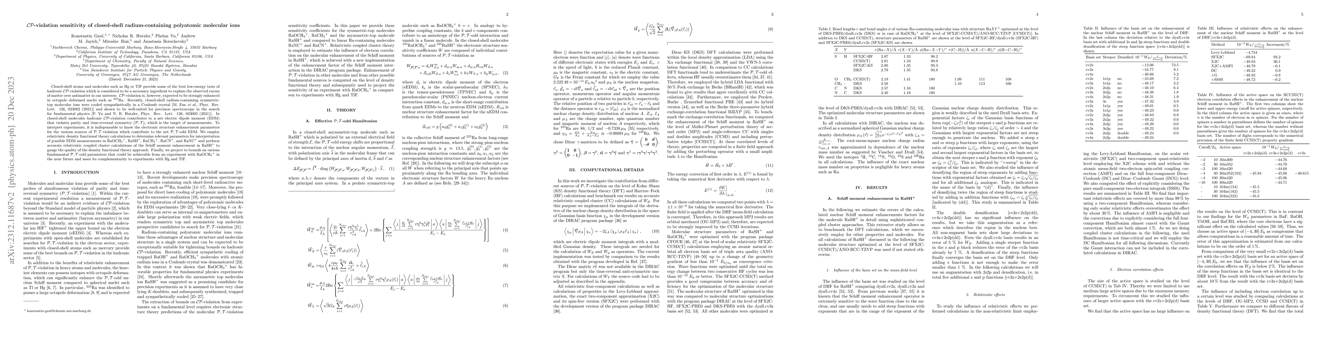 Thumbnail for $\mathcal{CP}$-violation sensitivity of closed-shell radium-containing
  polyatomic molecular ions