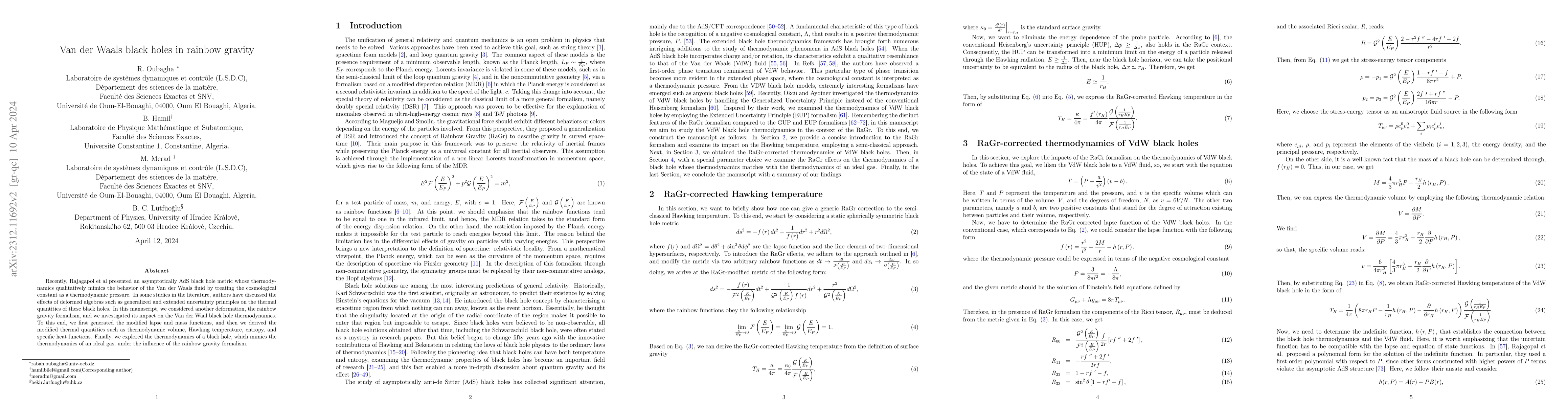 Thumbnail for Van der Waals black holes in rainbow gravity
