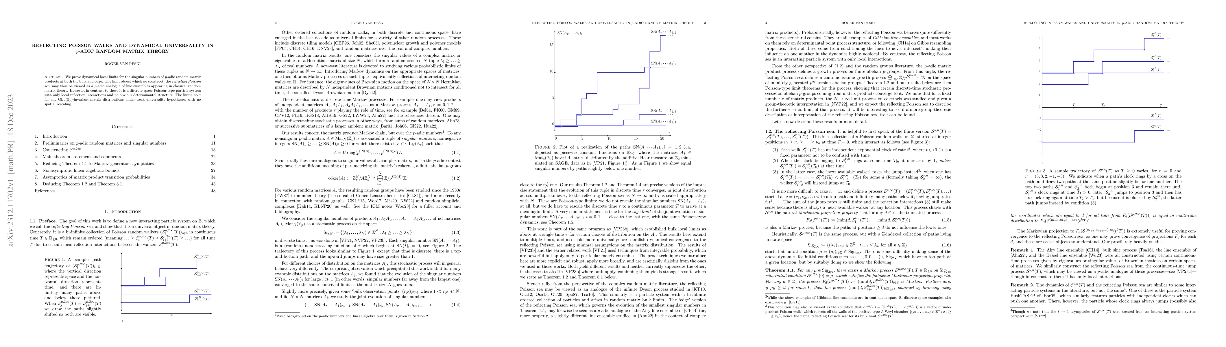 Thumbnail for Reflecting Poisson walks and dynamical universality in $p$-adic random
  matrix theory