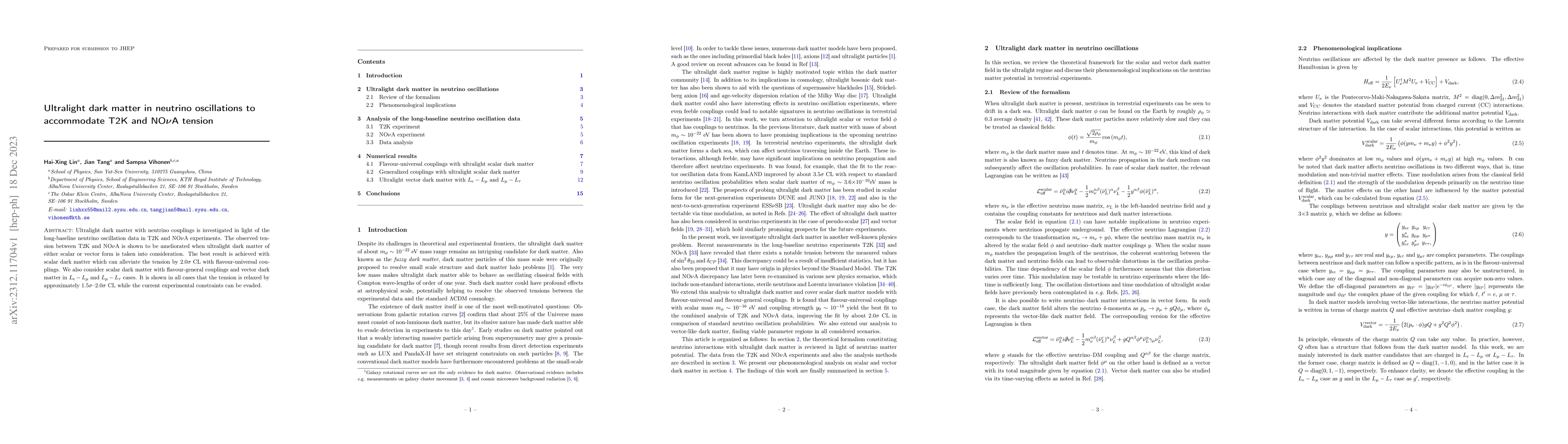 Thumbnail for Ultralight dark matter in neutrino oscillations to accommodate T2K and
  NO$\nu$A tension