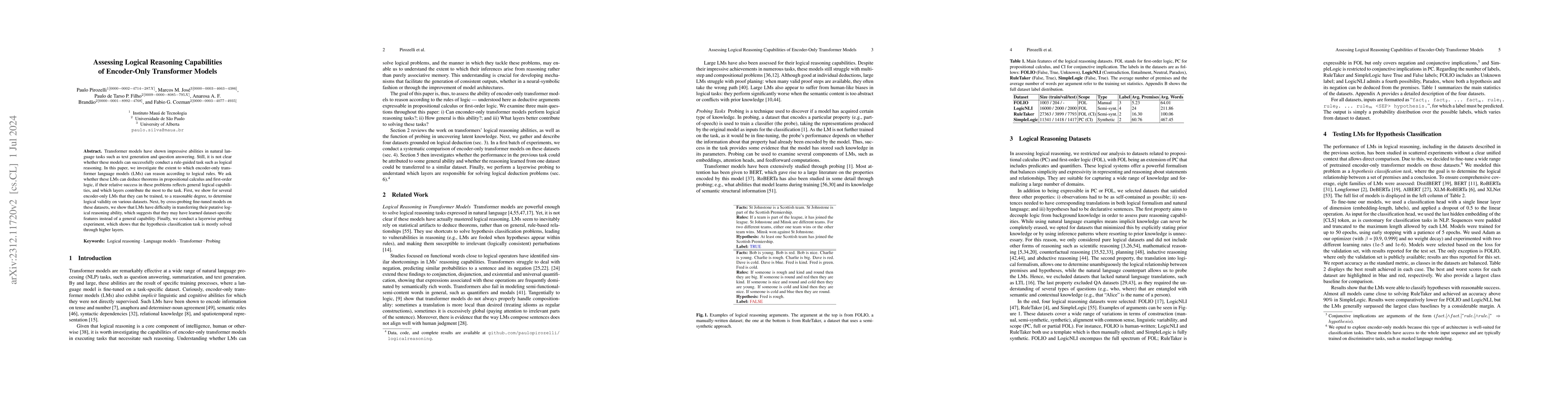 Thumbnail for Assessing Logical Reasoning Capabilities of Encoder-Only Transformer
  Models