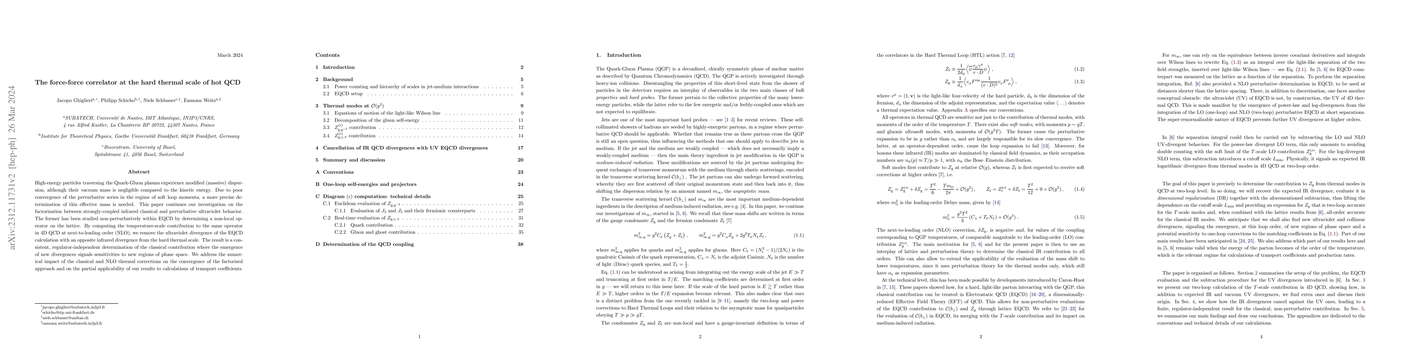Thumbnail for The force-force correlator at the hard thermal scale of hot QCD