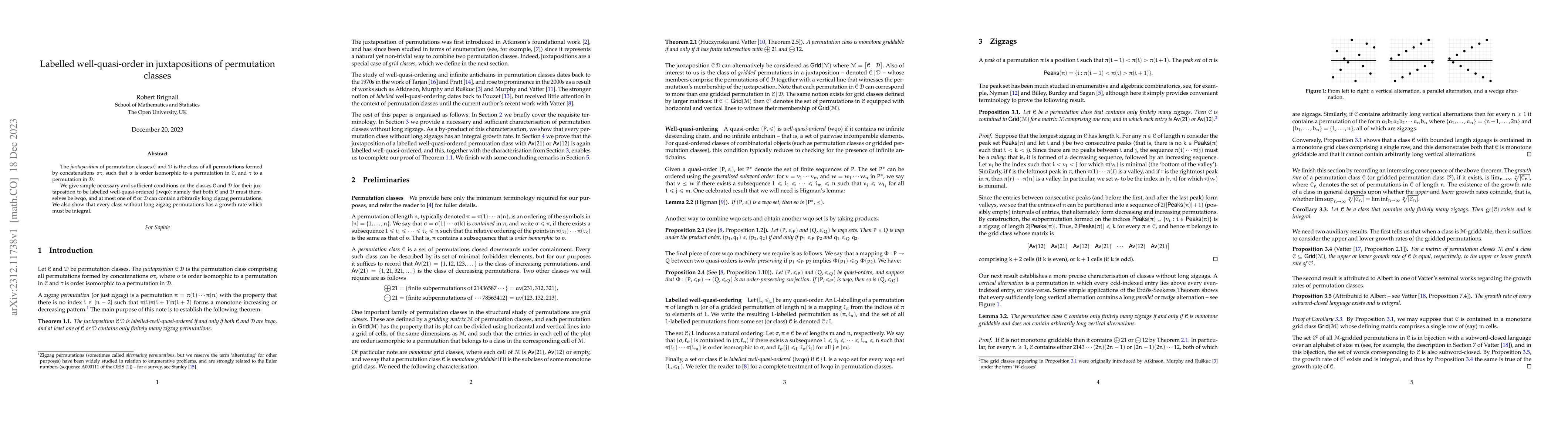 Thumbnail for Labelled well-quasi-order in juxtapositions of permutation classes