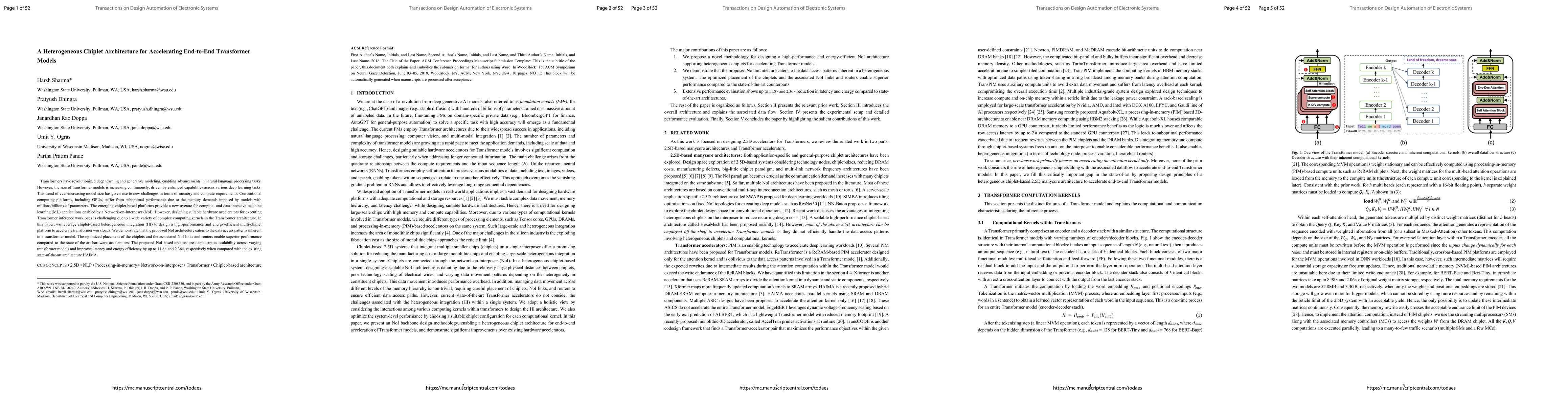 Thumbnail for A Heterogeneous Chiplet Architecture for Accelerating End-to-End
  Transformer Models