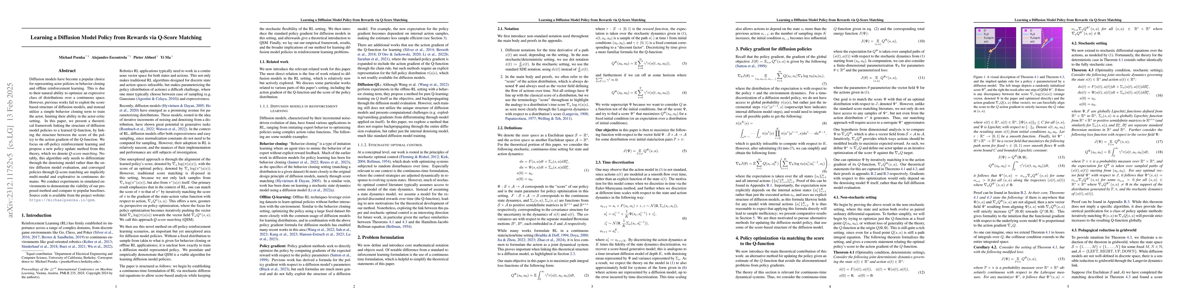 Thumbnail for Learning a Diffusion Model Policy from Rewards via Q-Score Matching