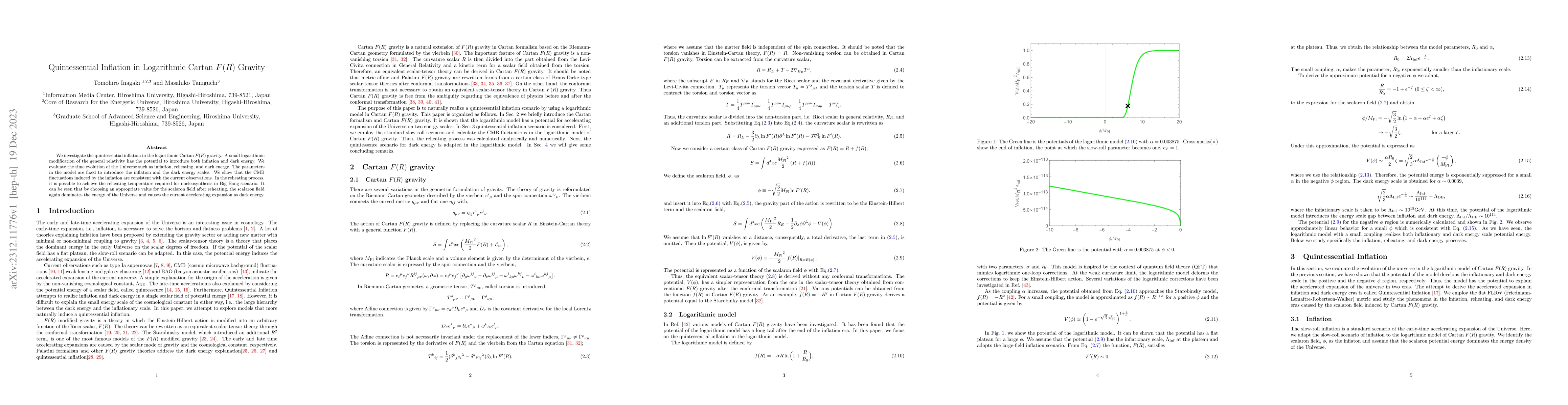 Thumbnail for Quintessential Inflation in Logarithmic Cartan $F(R)$ Gravity