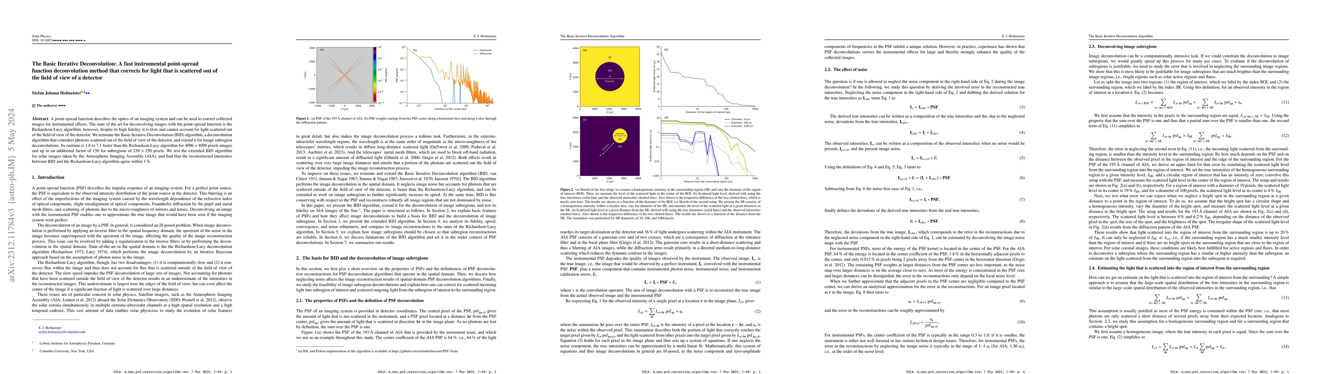 Thumbnail for The Basic Iterative Deconvolution: A fast instrumental point-spread
  function deconvolution method that corrects for light that is scattered out
  of the field of view of a detector