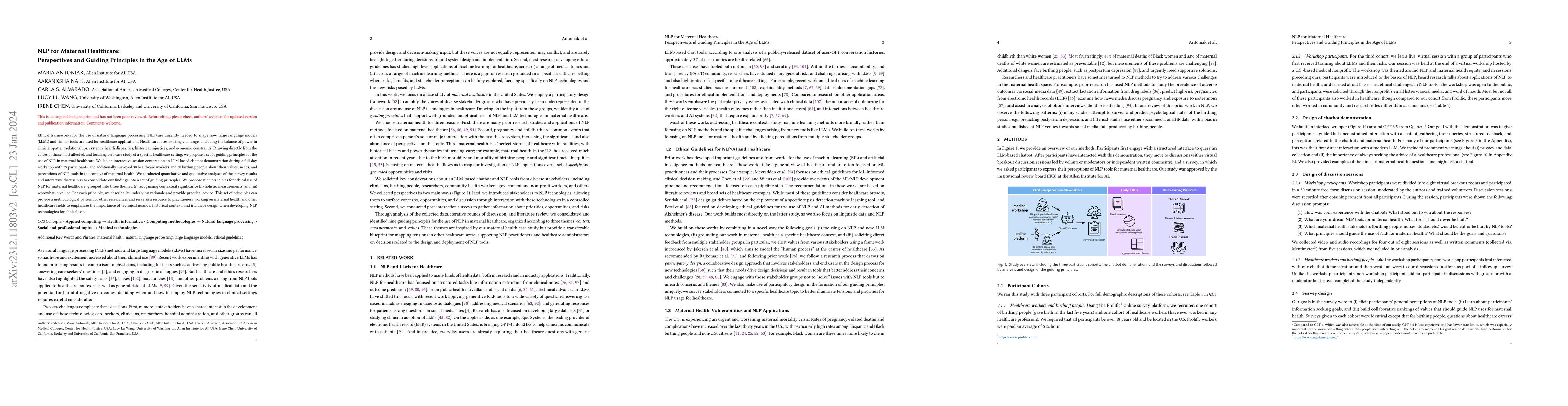 Thumbnail for NLP for Maternal Healthcare: Perspectives and Guiding Principles in the
  Age of LLMs