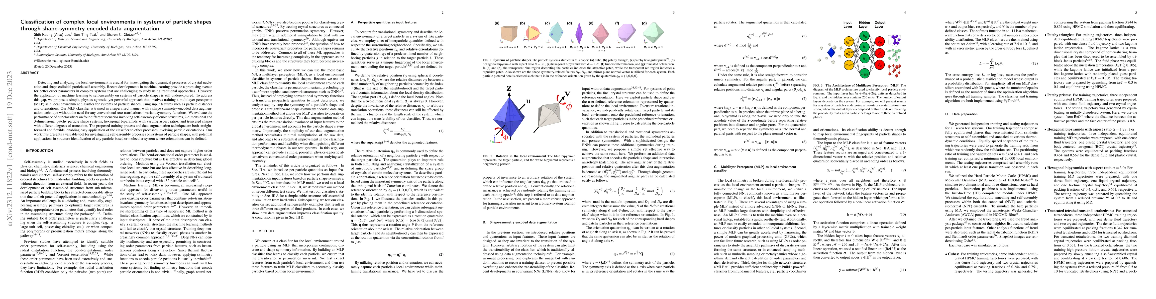 Thumbnail for Classification of complex local environments in systems of particle
  shapes through shape-symmetry encoded data augmentation