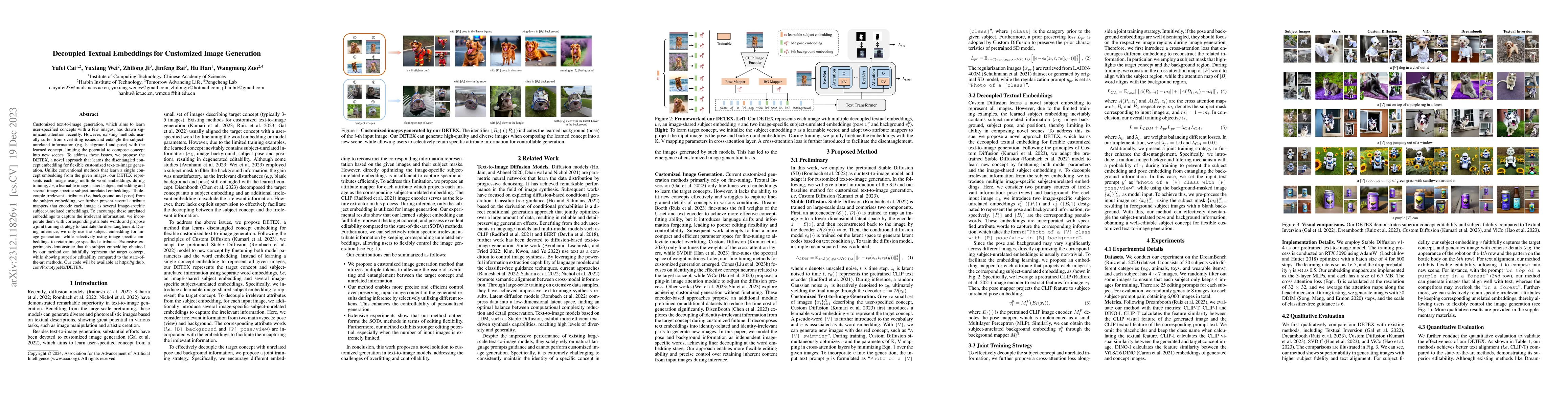 Thumbnail for Decoupled Textual Embeddings for Customized Image Generation