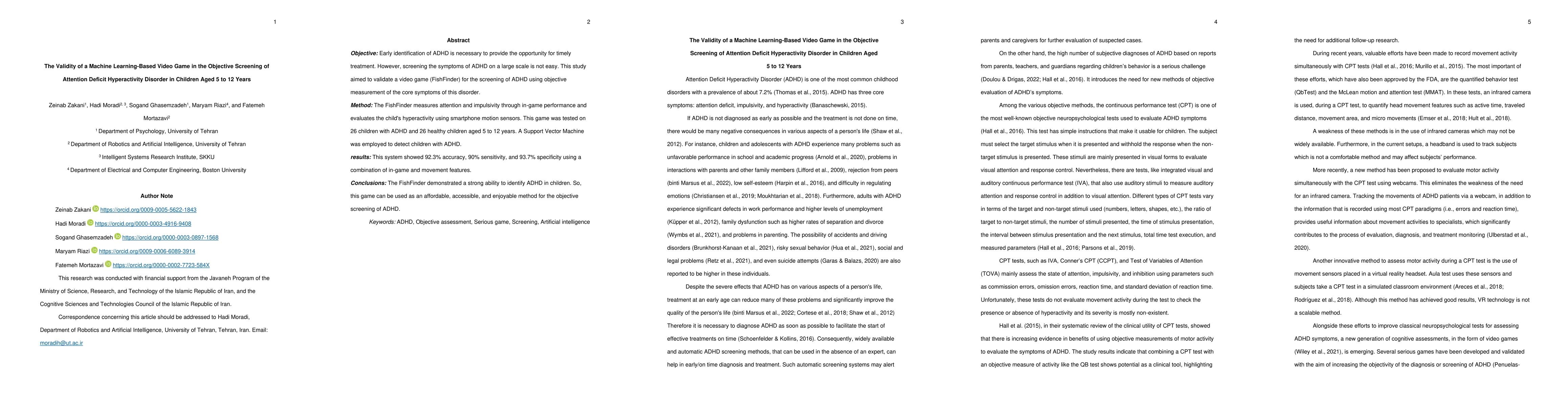 Thumbnail for The Validity of a Machine Learning-Based Video Game in the Objective
  Screening of Attention Deficit Hyperactivity Disorder in Children Aged 5 to
  12 Years