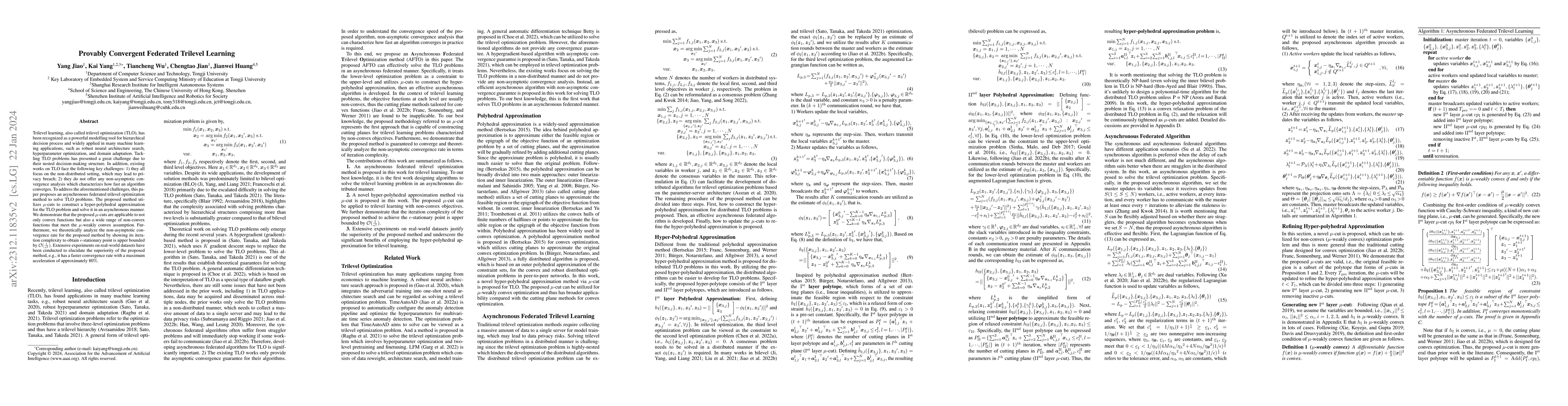 Thumbnail for Provably Convergent Federated Trilevel Learning