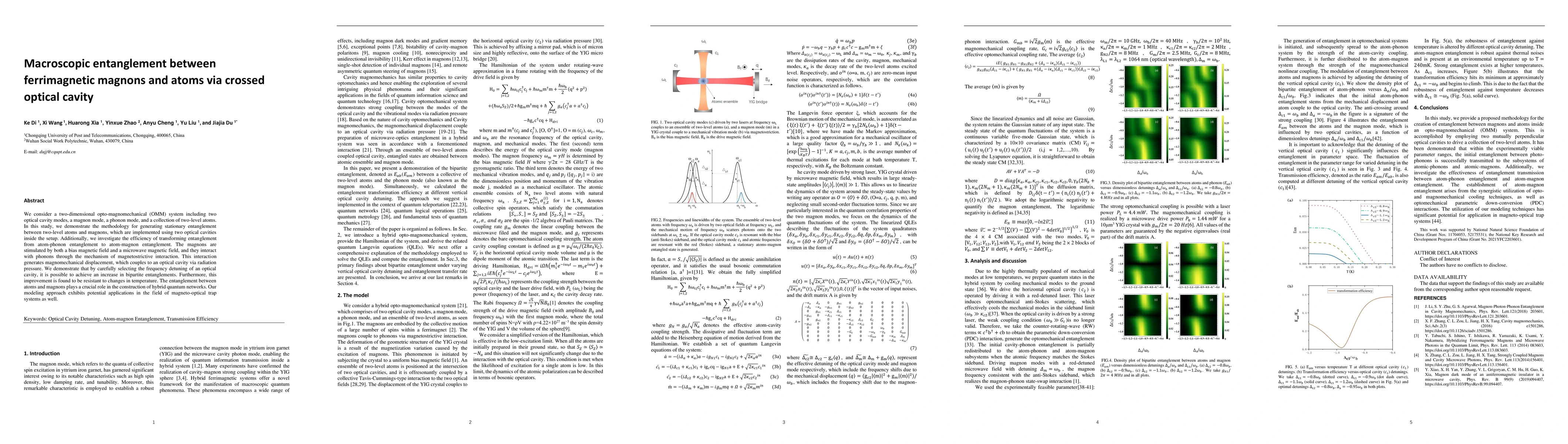 Thumbnail for Macroscopic entanglement between ferrimagnetic magnons and atoms via
  crossed optical cavity