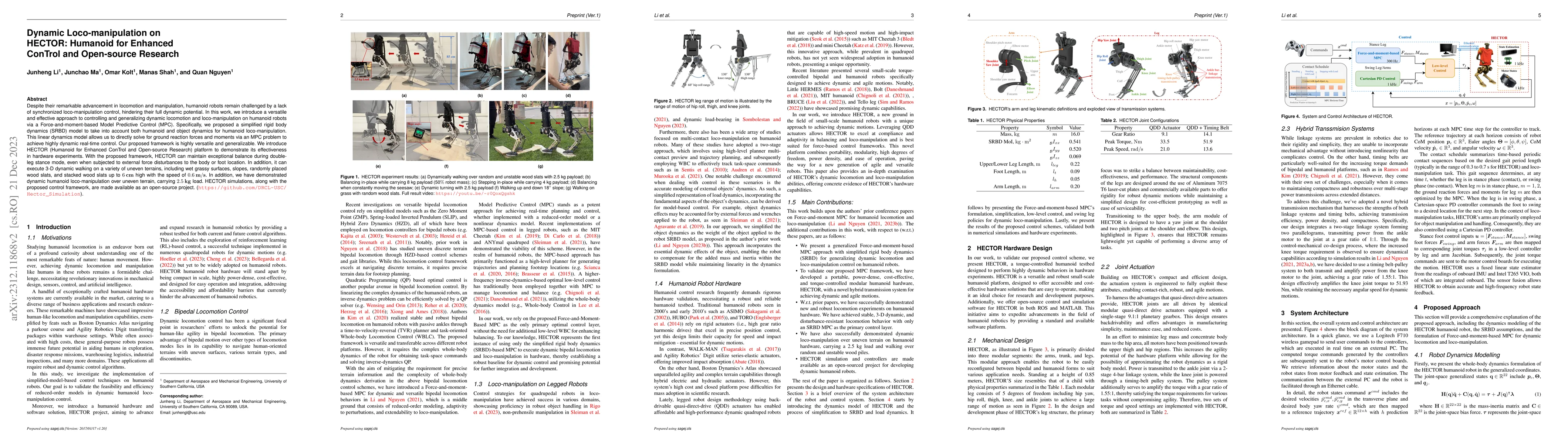 Thumbnail for Dynamic Loco-manipulation on HECTOR: Humanoid for Enhanced ConTrol and
  Open-source Research