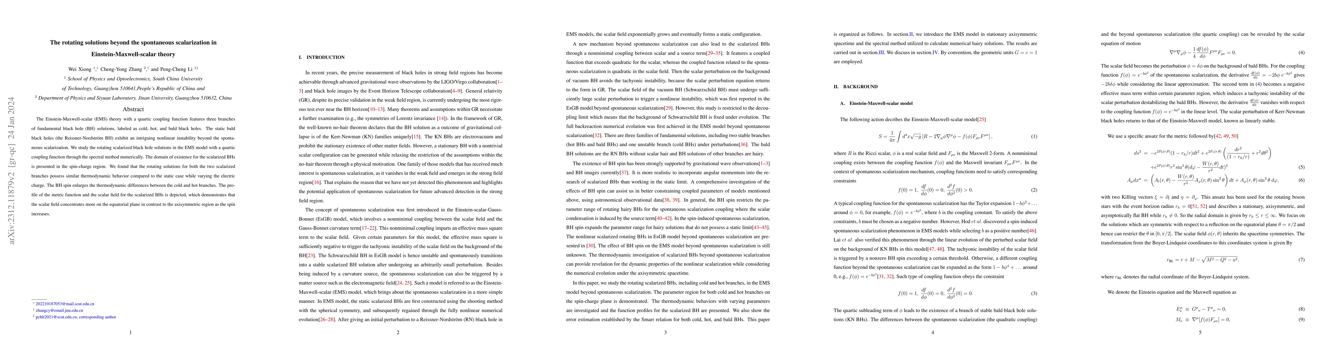 Thumbnail for The rotating solutions beyond the spontaneous scalarization in
  Einstein-Maxwell-scalar theory