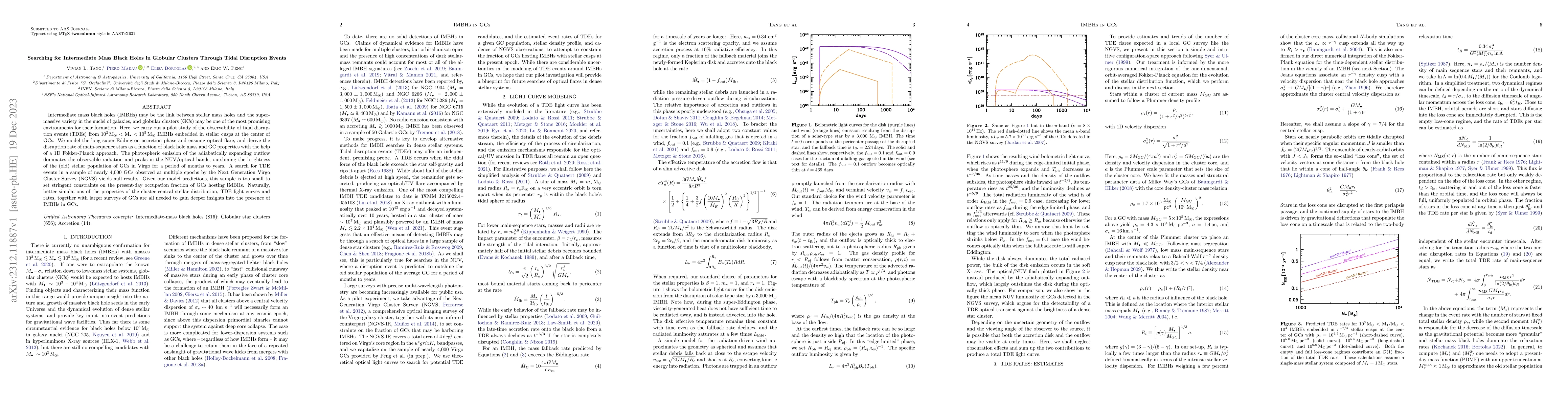 Thumbnail for Searching for Intermediate Mass Black Holes in Globular Clusters Through
  Tidal Disruption Events