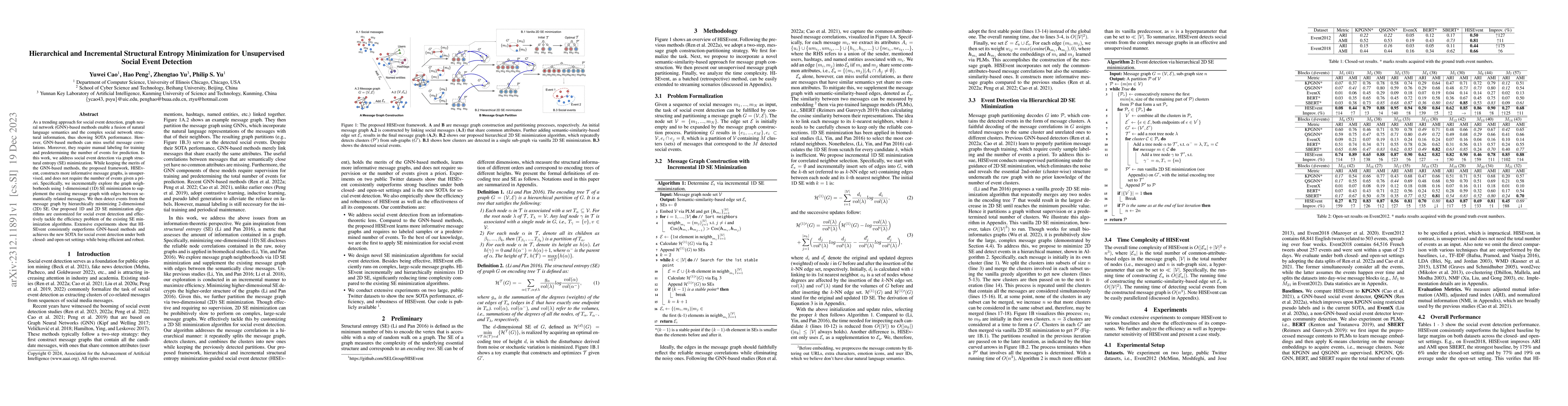 Thumbnail for Hierarchical and Incremental Structural Entropy Minimization for
  Unsupervised Social Event Detection