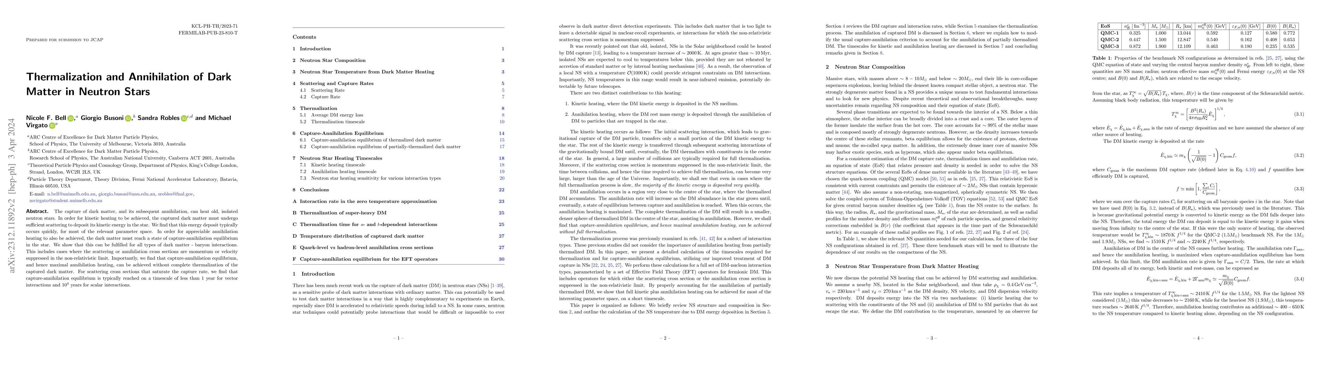 Thumbnail for Thermalization and Annihilation of Dark Matter in Neutron Stars