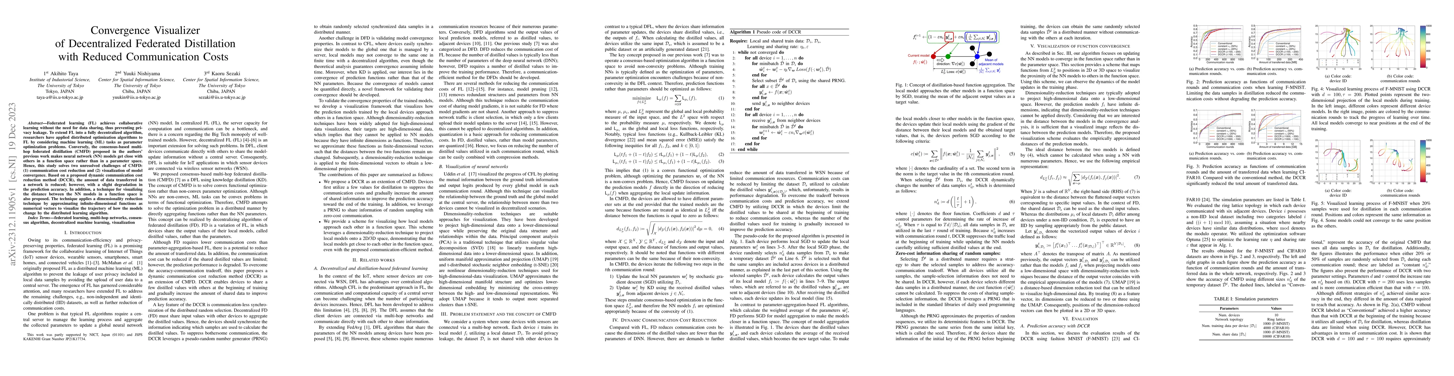 Thumbnail for Convergence Visualizer of Decentralized Federated Distillation with
  Reduced Communication Costs