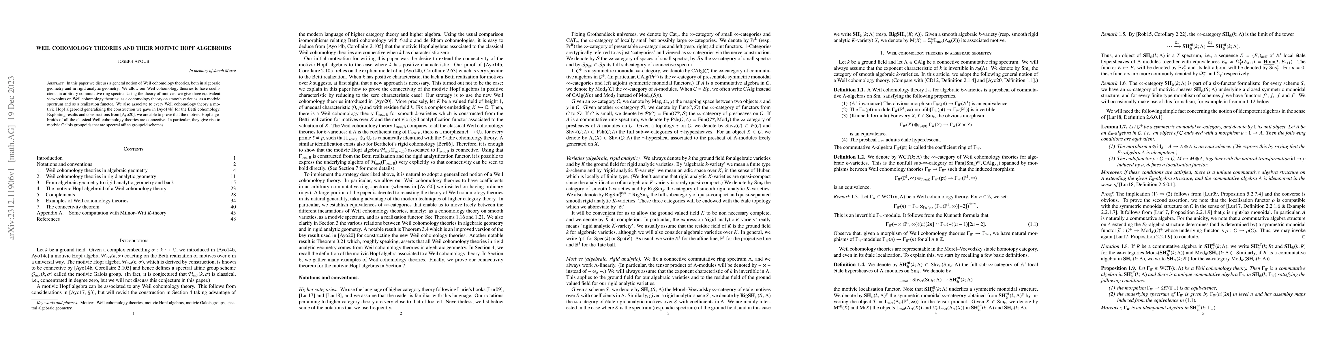 Thumbnail for Weil cohomology theories and their motivic Hopf algebroids