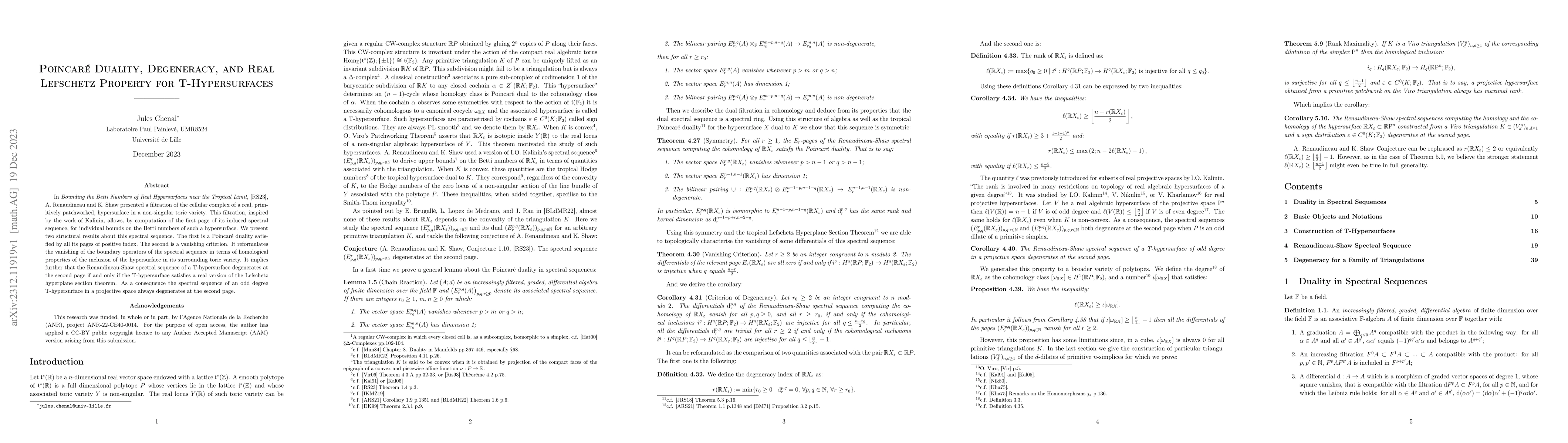 Thumbnail for Poincar\'e Duality, Degeneracy, and Real Lefschetz Property for
  T-Hypersurfaces