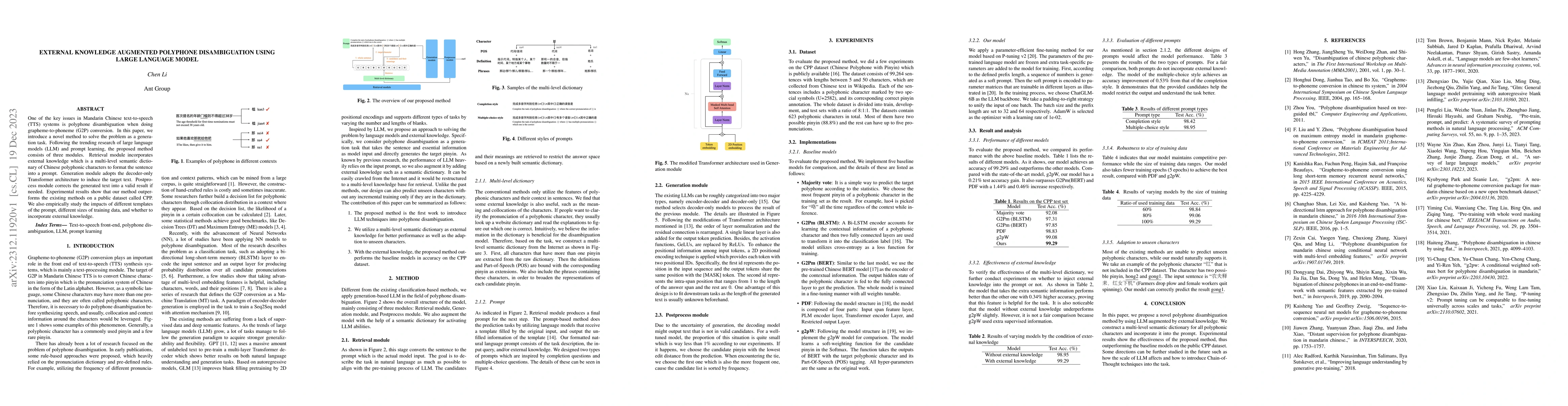 Thumbnail for External Knowledge Augmented Polyphone Disambiguation Using Large
  Language Model