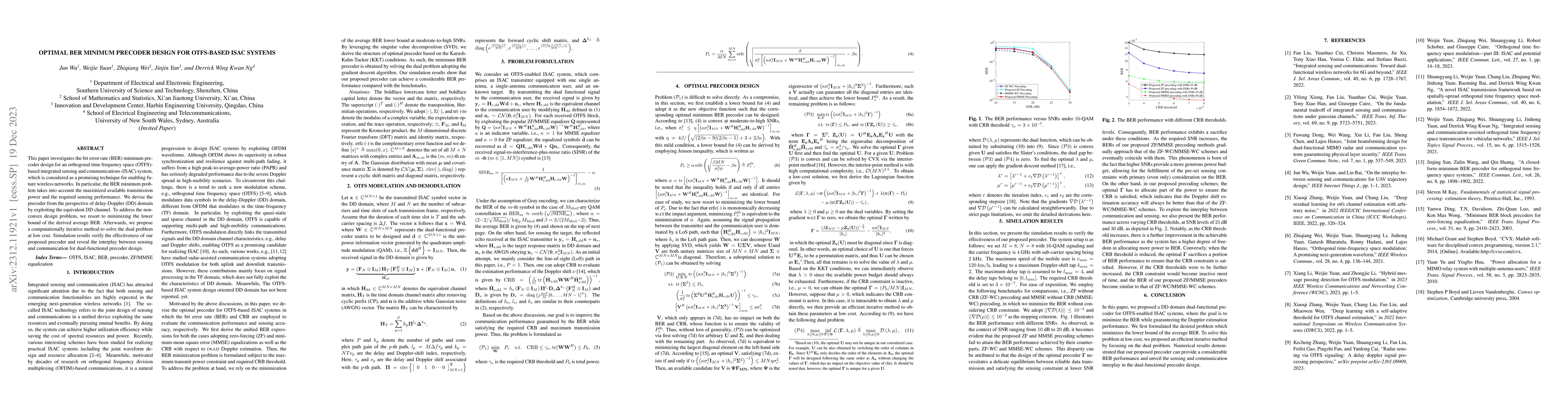 Thumbnail for Optimal BER Minimum Precoder Design for OTFS-Based ISAC Systems