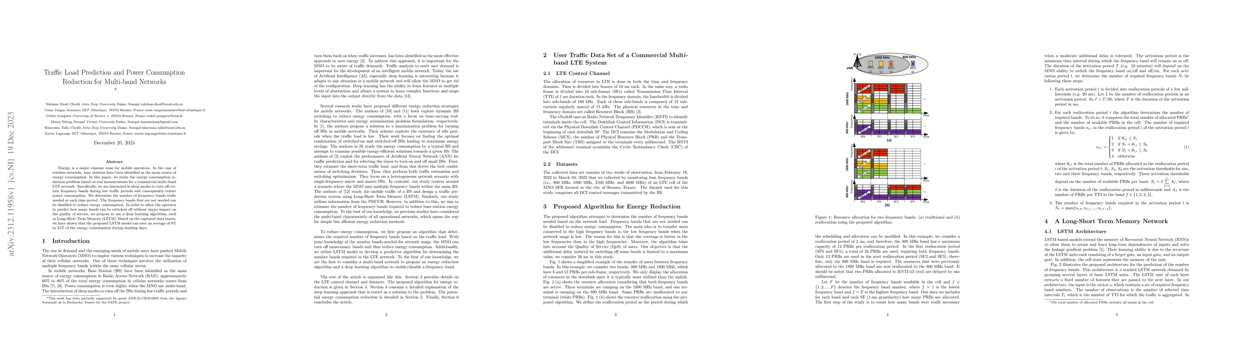 Thumbnail for Traffic Load Prediction and Power Consumption Reduction for Multi-band
  Networks