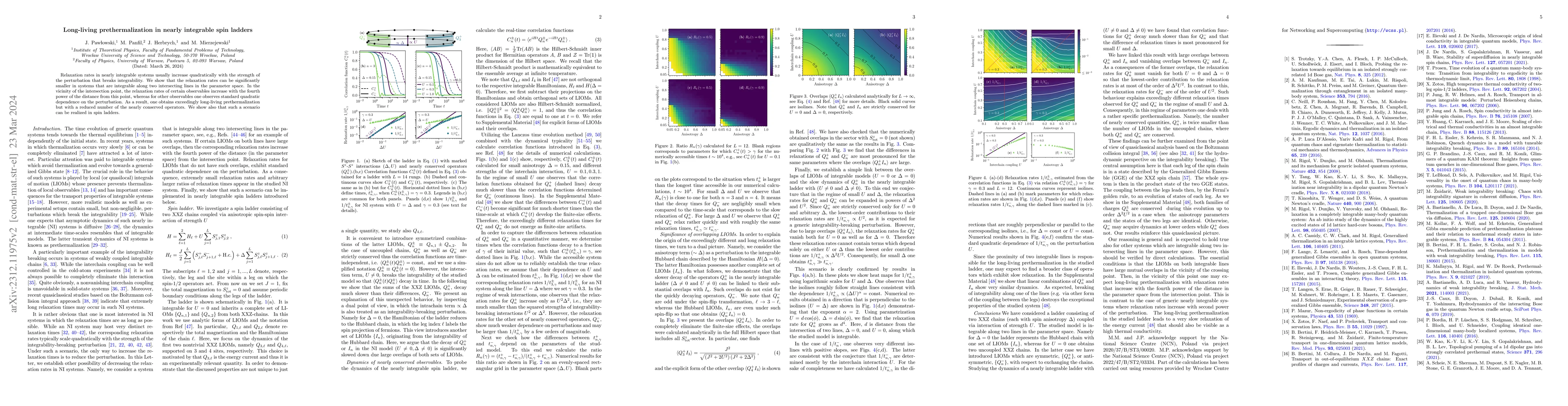 Thumbnail for Long-living prethermalization in nearly integrable spin ladders