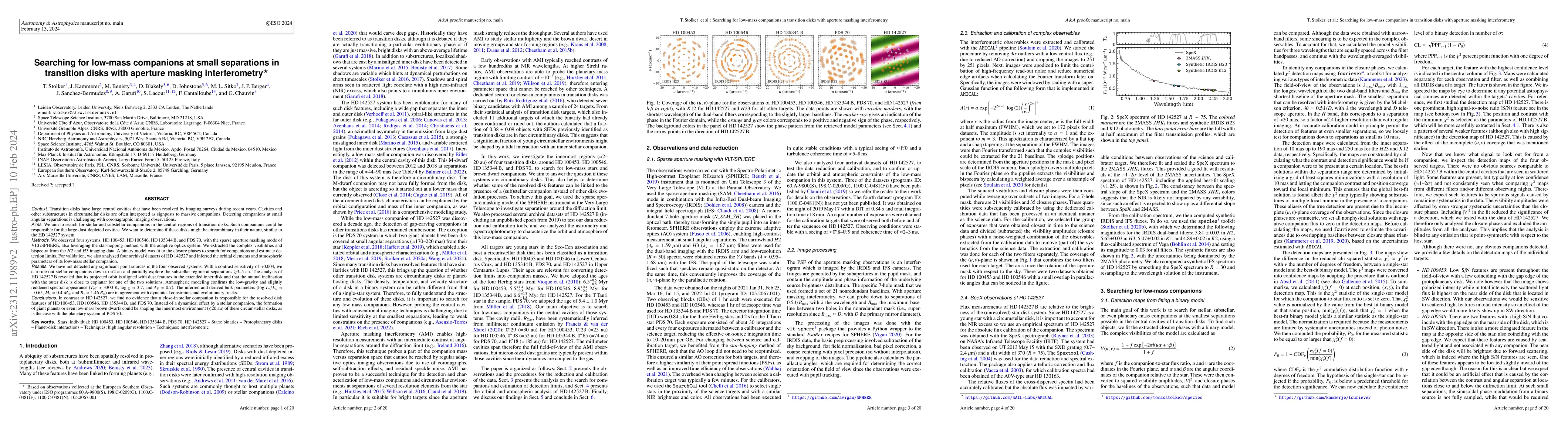 Thumbnail for Searching for low-mass companions at small separations in transition
  disks with aperture masking interferometry