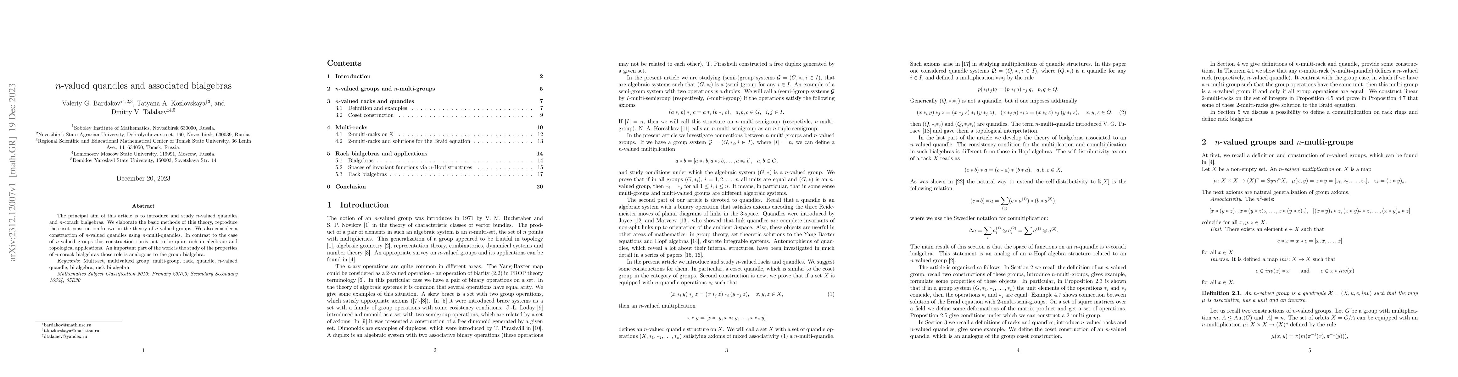 Thumbnail for n-valued quandles and associated bialgebras