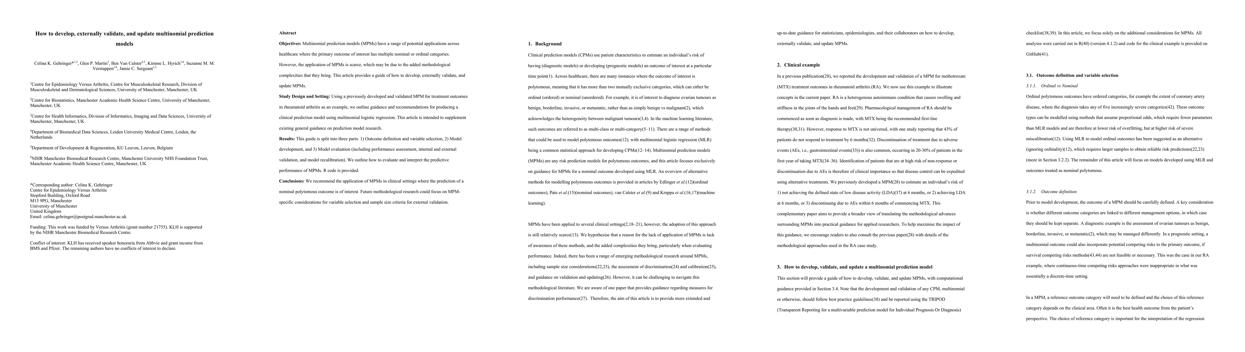 Thumbnail for How to develop, externally validate, and update multinomial prediction
  models