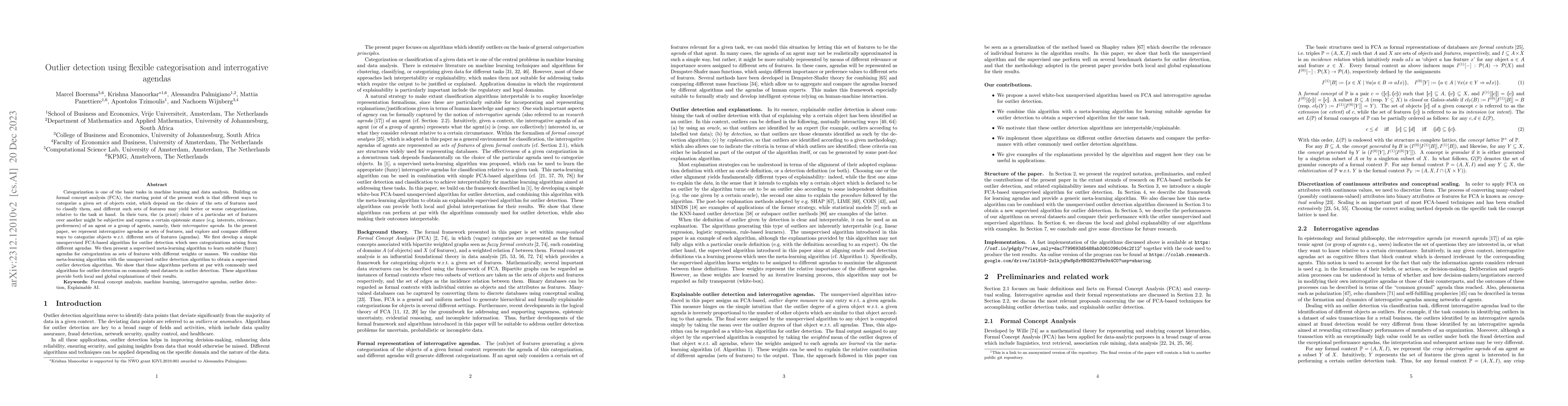 Thumbnail for Outlier detection using flexible categorisation and interrogative
  agendas
