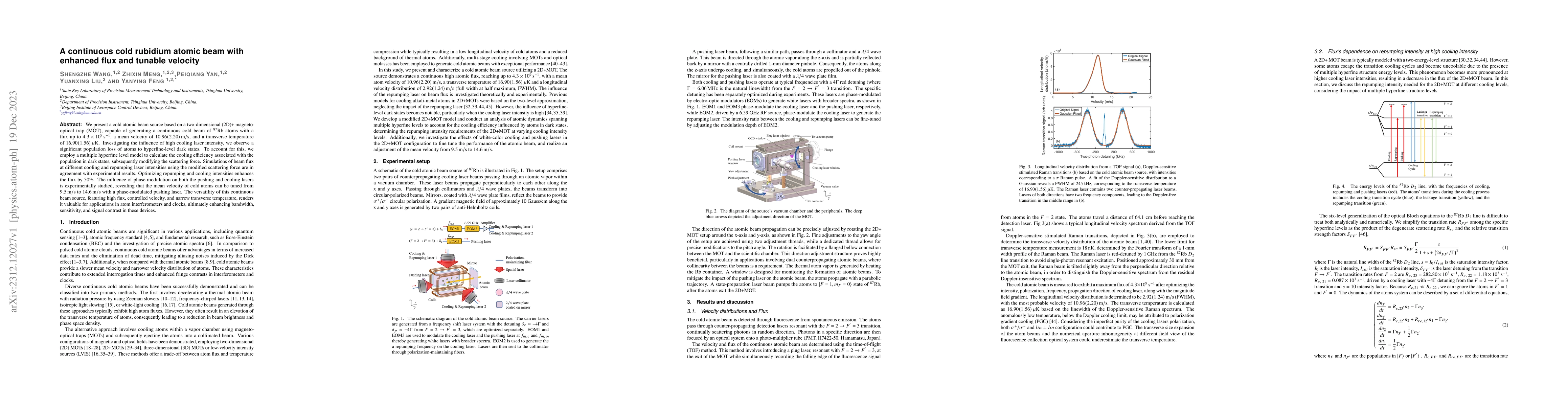 Thumbnail for A continuous cold rubidium atomic beam with enhanced flux and tunable
  velocity