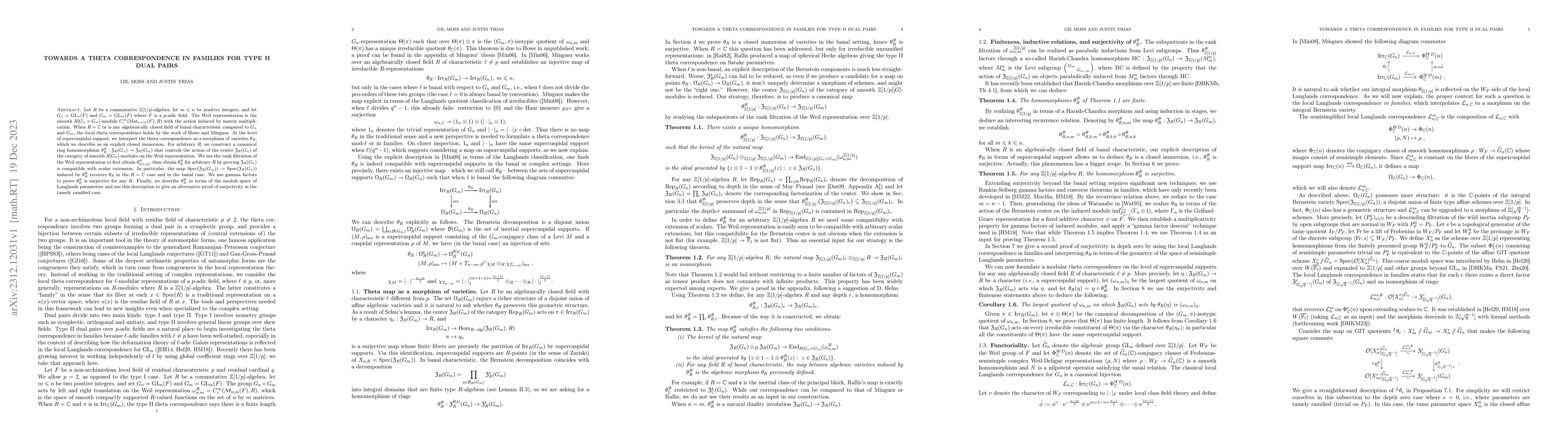 Thumbnail for Towards a theta correspondence in families for type II dual pairs