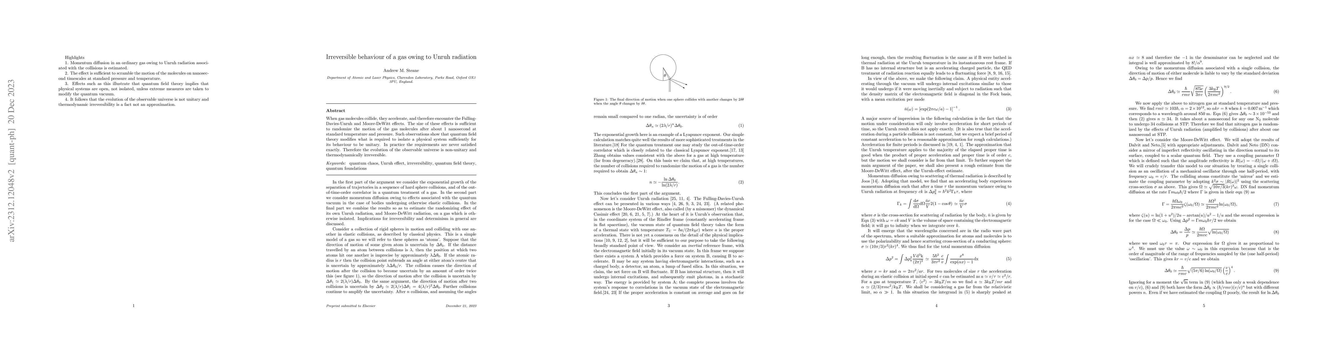 Thumbnail for Irreversible behaviour of a gas owing to Unruh radiation