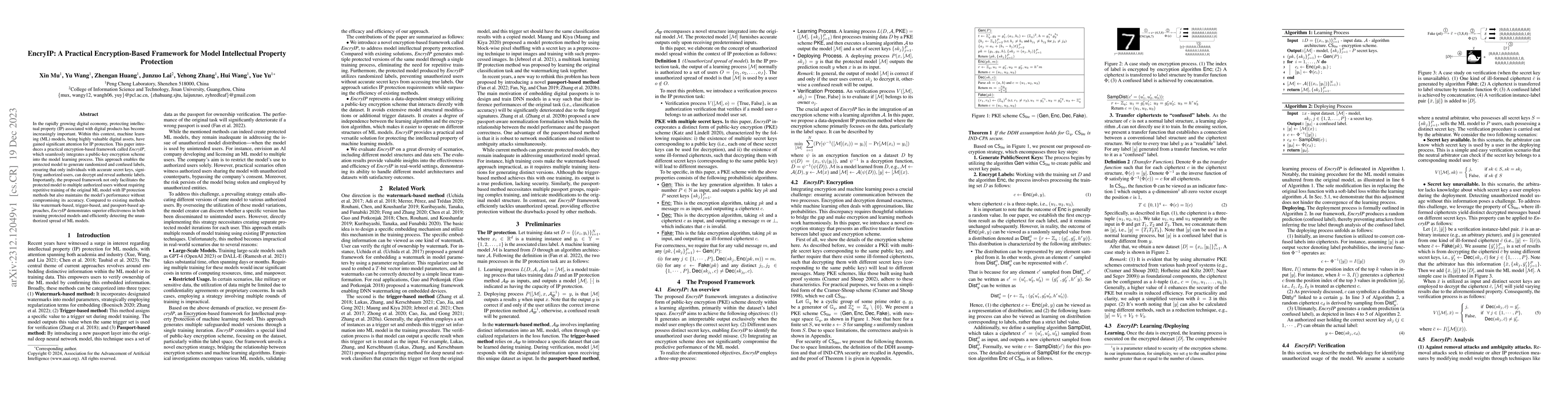Thumbnail for EncryIP: A Practical Encryption-Based Framework for Model Intellectual
  Property Protection