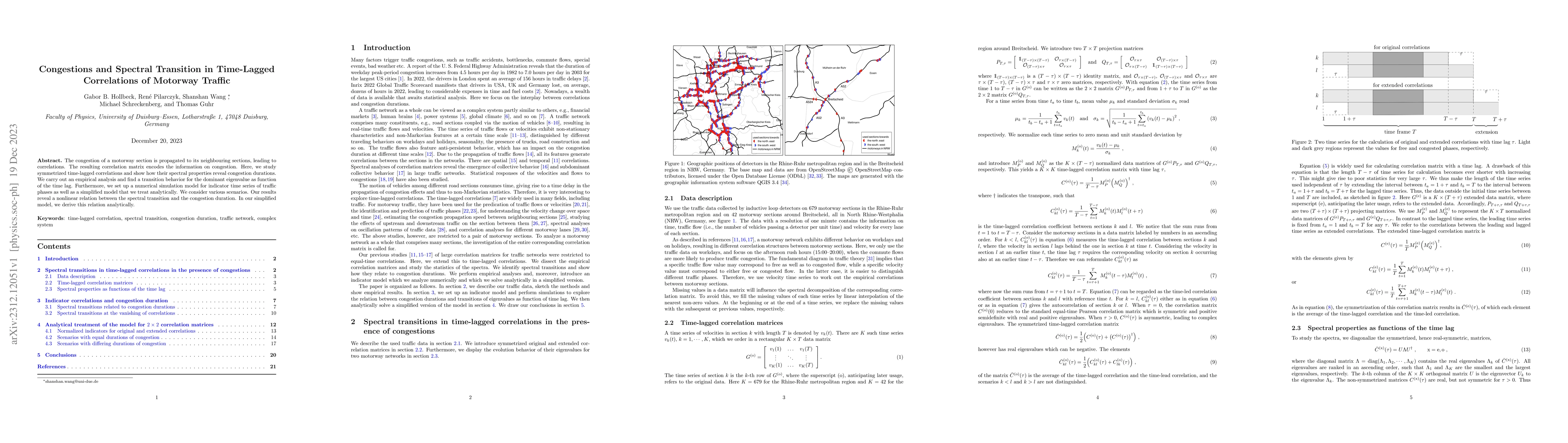 Thumbnail for Congestions and Spectral Transition in Time-Lagged Correlations of
  Motorway Traffic
