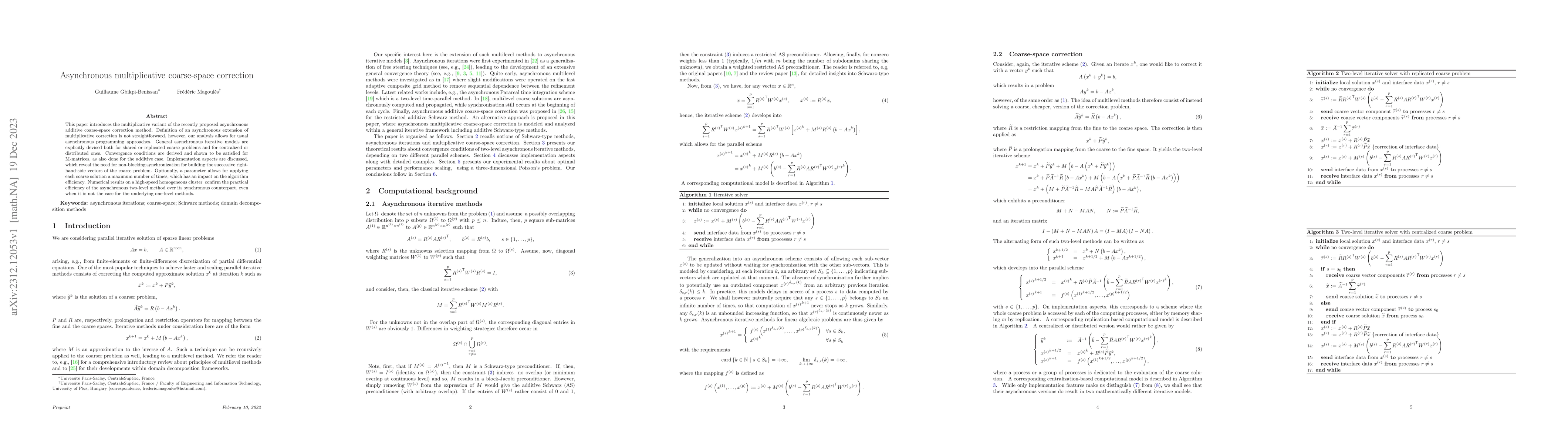 Thumbnail for Asynchronous multiplicative coarse-space correction