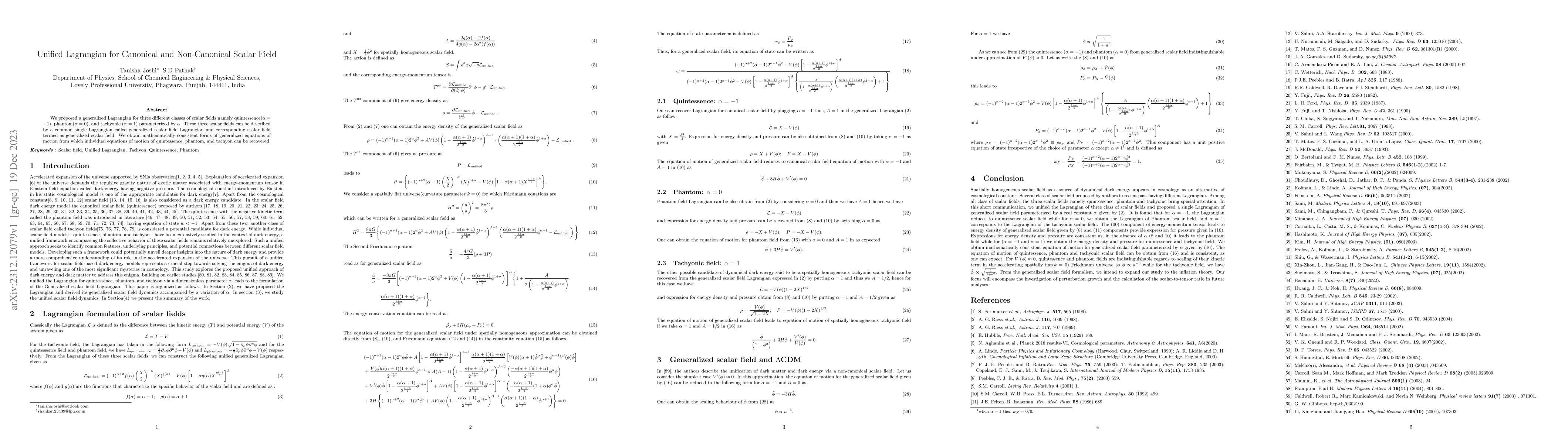 Thumbnail for Unified Lagrangian for Canonical and Non-Canonical Scalar Field