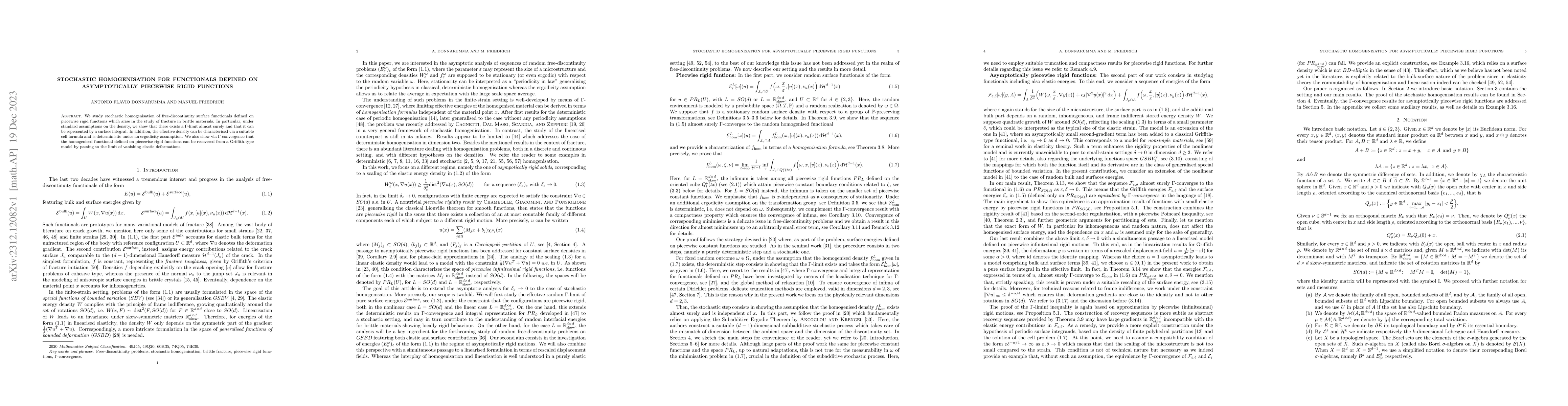 Thumbnail for Stochastic homogenisation for functionals defined on asymptotically
  piecewise rigid functions