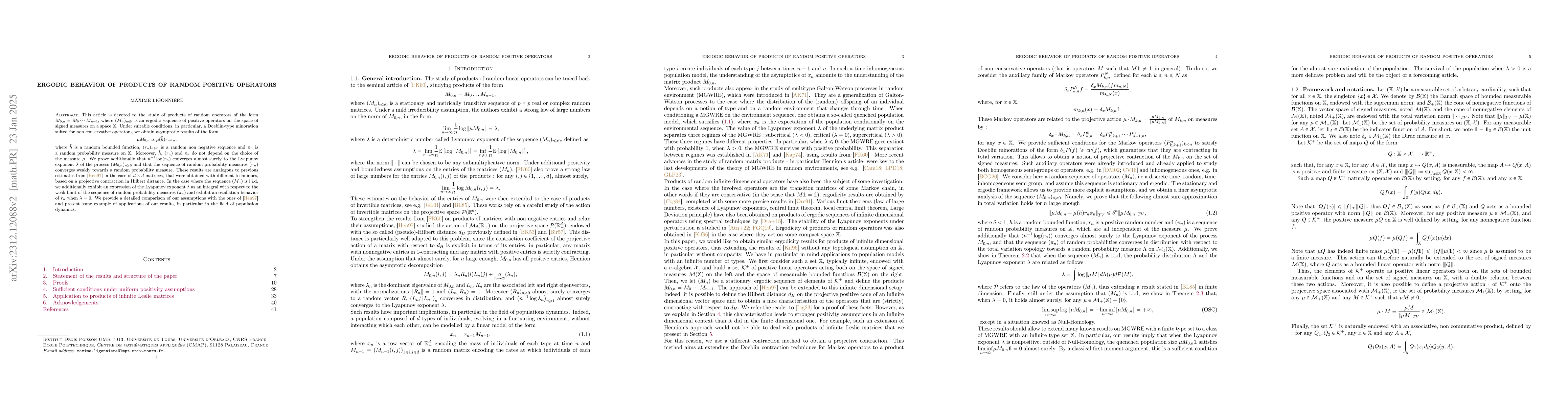 Thumbnail for Ergodic behavior of products of random positive operators