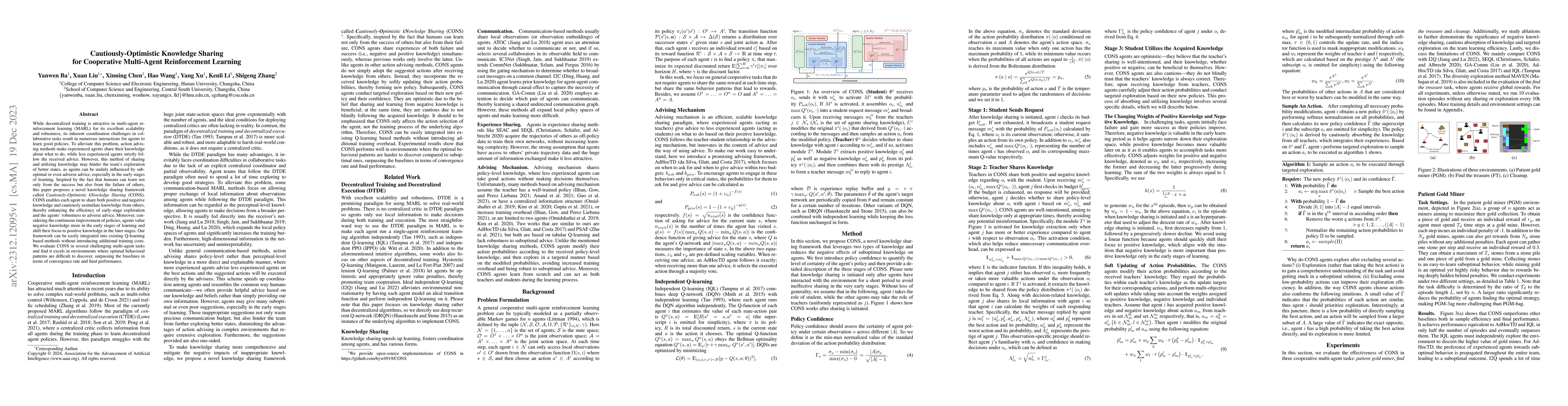 Thumbnail for Cautiously-Optimistic Knowledge Sharing for Cooperative Multi-Agent
  Reinforcement Learning