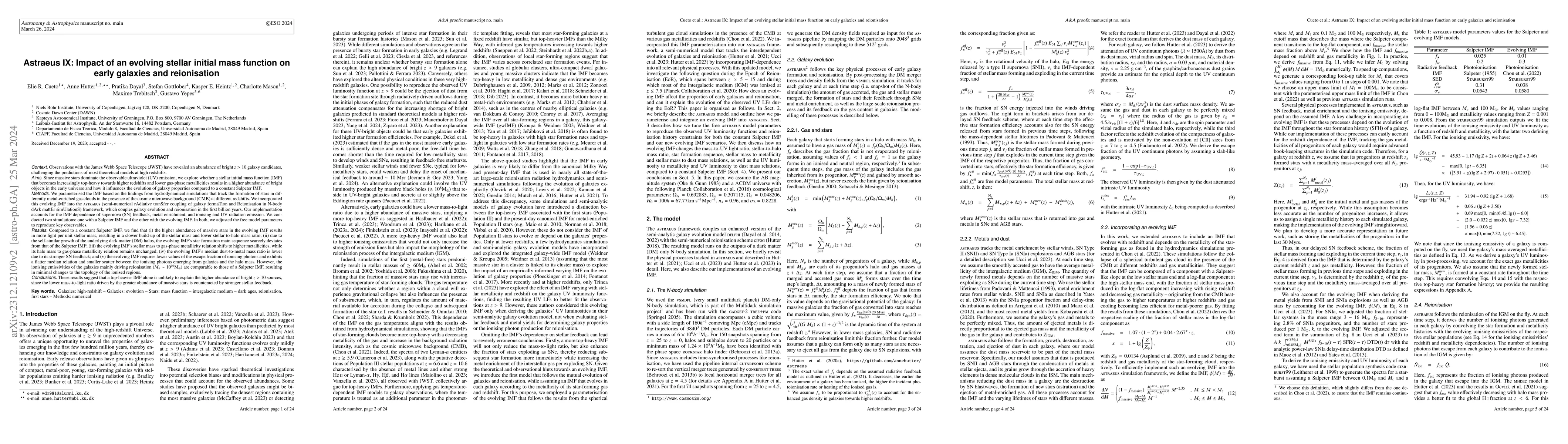 Thumbnail for The impact of an evolving stellar initial mass function on early
  galaxies and reionisation