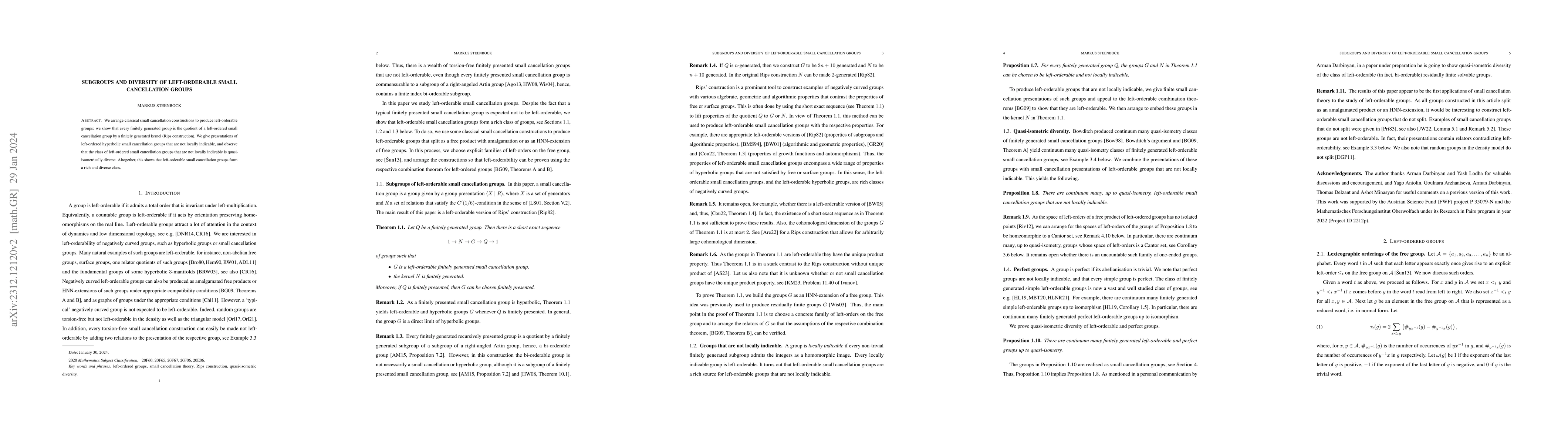 Thumbnail for Subgroups and diversity of left-orderable small cancellation groups