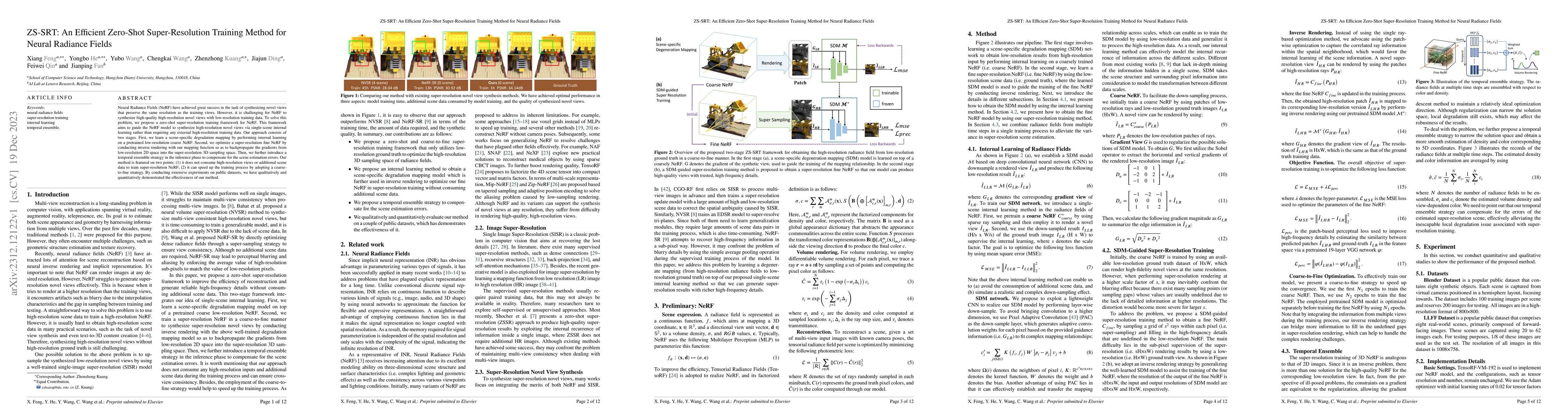 Thumbnail for ZS-SRT: An Efficient Zero-Shot Super-Resolution Training Method for
  Neural Radiance Fields