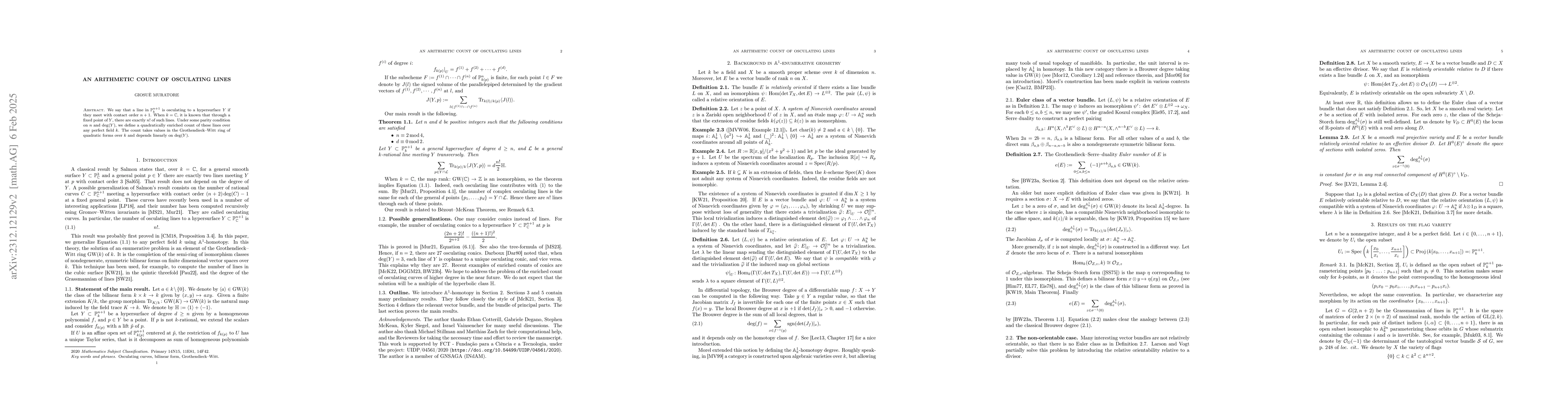 Thumbnail for An arithmetic count of osculating lines