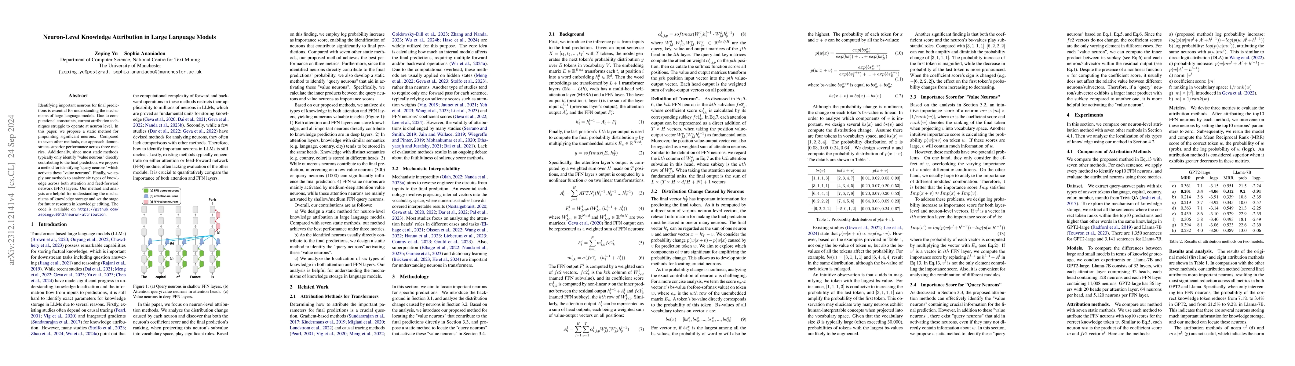 Thumbnail for Neuron-Level Knowledge Attribution in Large Language Models