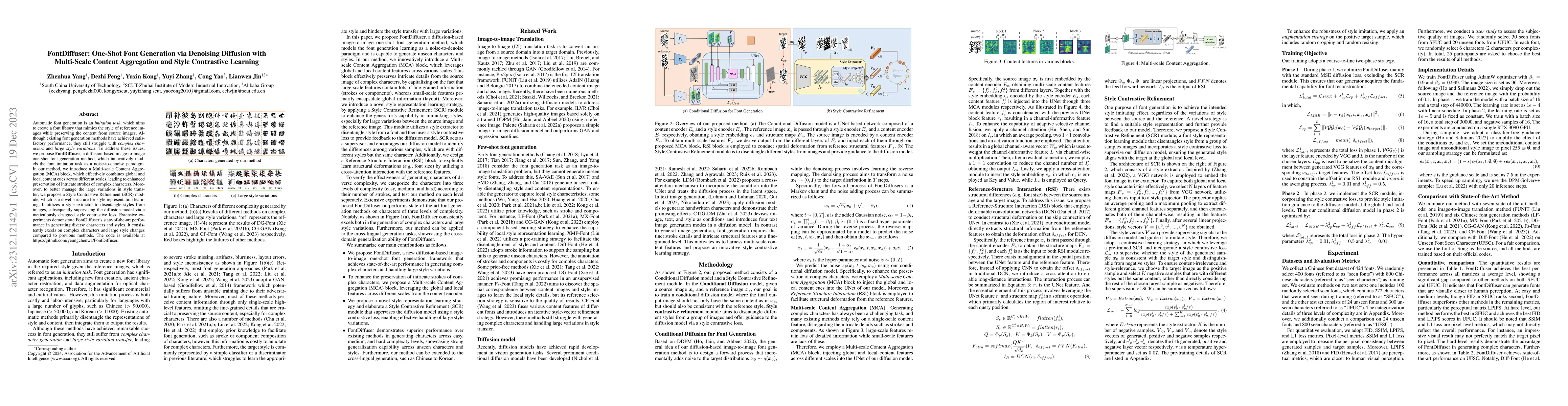 Thumbnail for FontDiffuser: One-Shot Font Generation via Denoising Diffusion with
  Multi-Scale Content Aggregation and Style Contrastive Learning